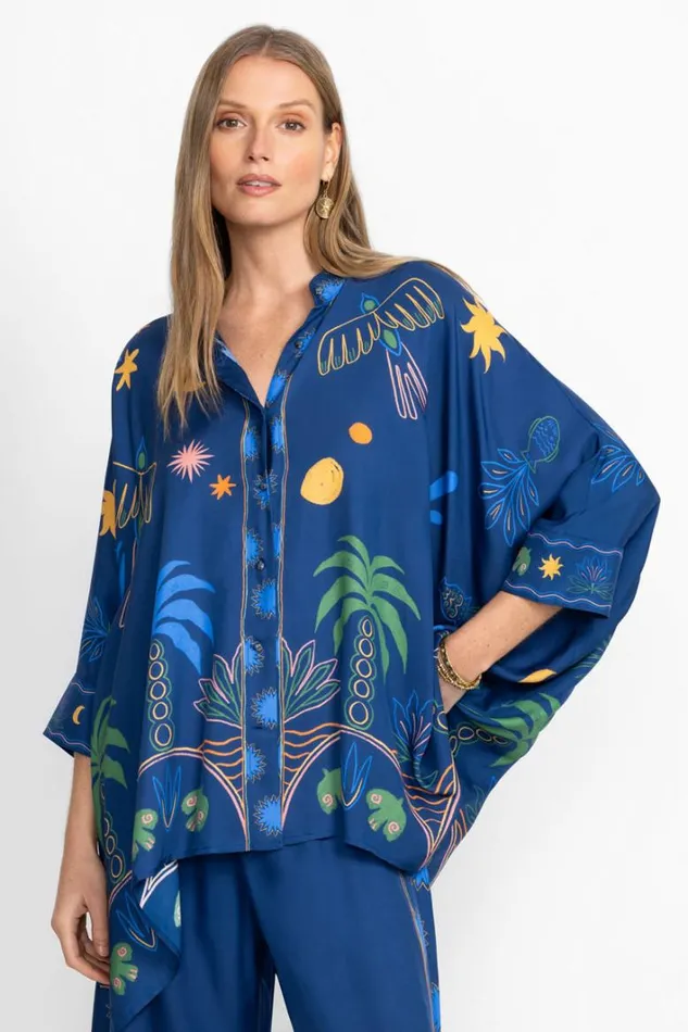 Women Johnny Was Tops Katia Oversized Blouse Del Mar