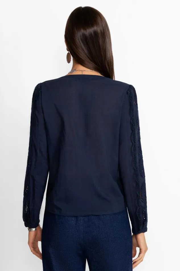 Women Johnny Was Tops Makaylin Button Up Blouse Dress Blues