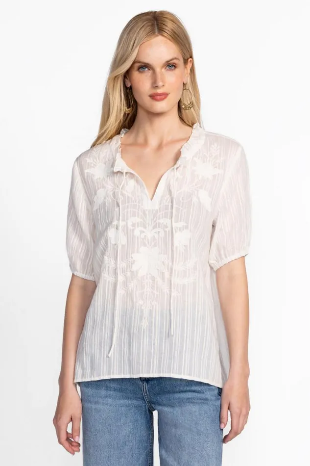 Women Johnny Was Tops Mirah Field Blouse Off White