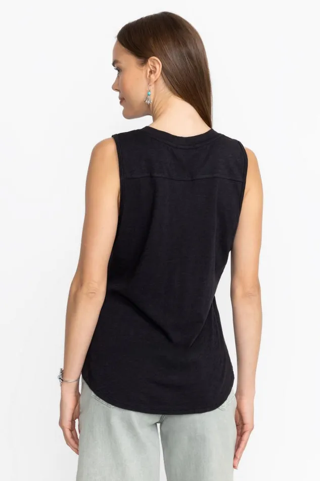 Women Johnny Was Tops Slub Jersey Hi Low Tank Black Beauty