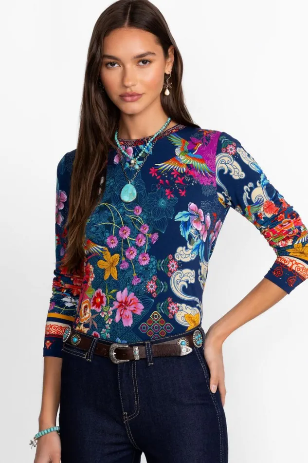 Women Johnny Was Tops The Janie Favorite Long Sleeve Crew Neck Mcdreamer Print