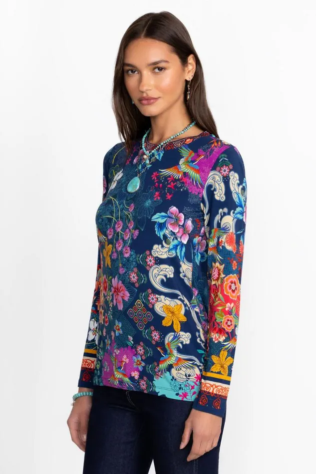 Women Johnny Was Tops The Janie Favorite Long Sleeve Crew Neck Mcdreamer Print