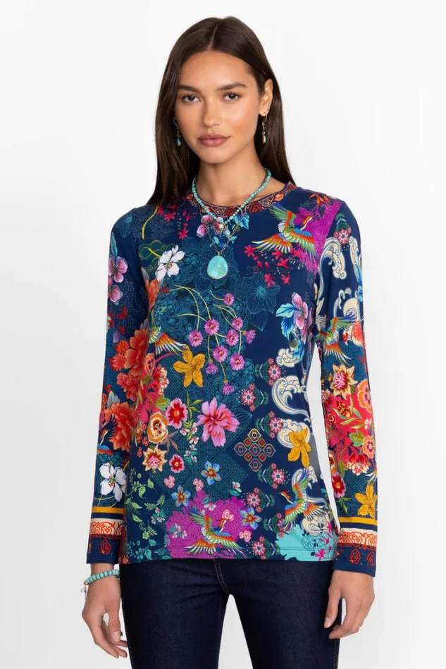 Women Johnny Was Tops The Janie Favorite Long Sleeve Crew Neck Mcdreamer Print