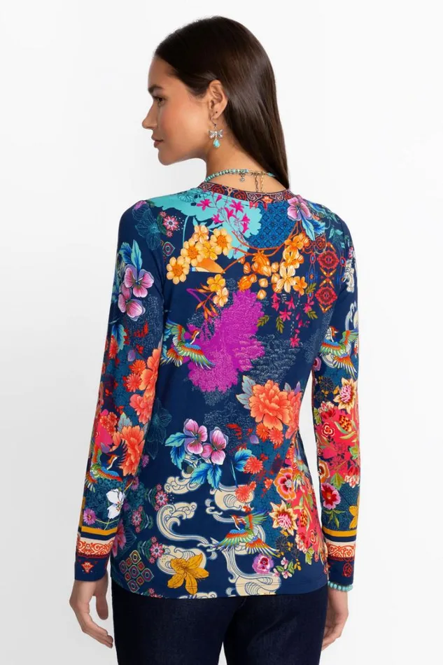 Women Johnny Was Tops The Janie Favorite Long Sleeve Crew Neck Mcdreamer Print