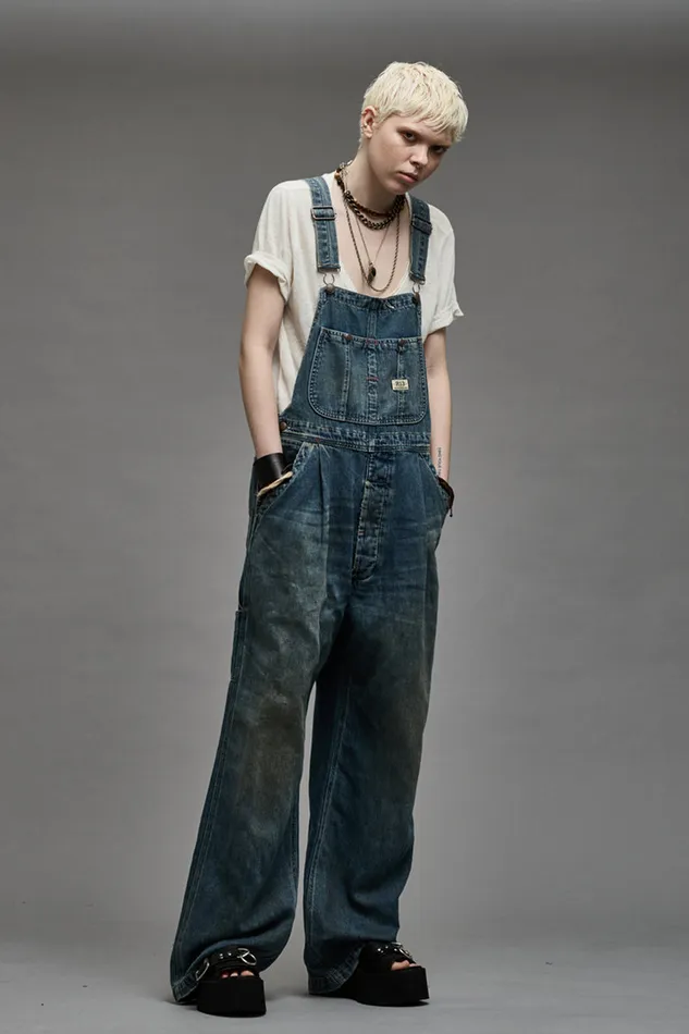 Women Jumpsuits R13 Damon Overall 8211 Weber Linen Indigo
