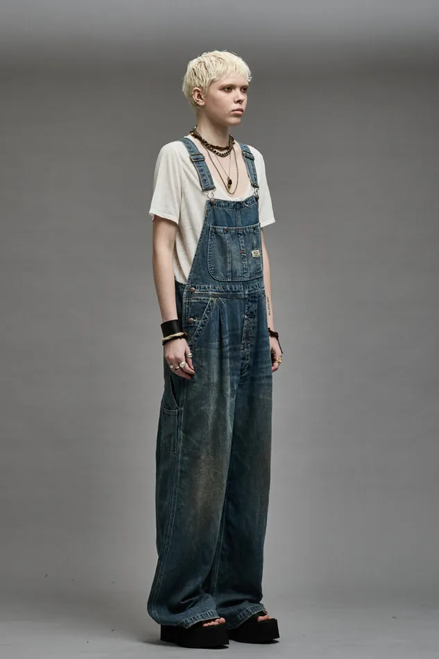 Women Jumpsuits R13 Damon Overall 8211 Weber Linen Indigo