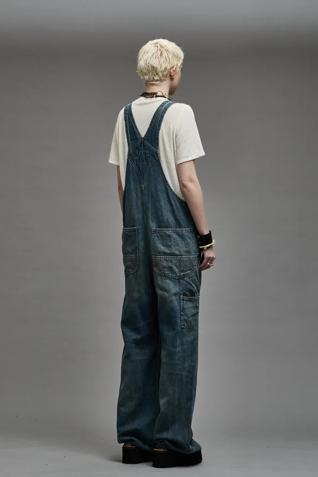Women Jumpsuits R13 Damon Overall 8211 Weber Linen Indigo