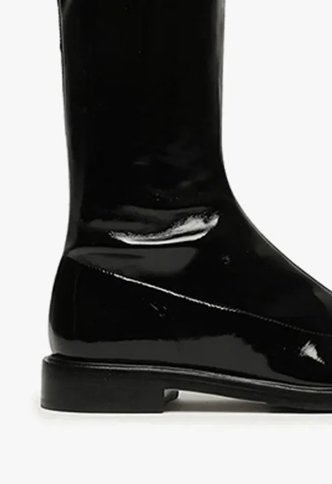 Women Kaolin Over The Knee Patent Leather Boot Black Schutz Shoes Boots