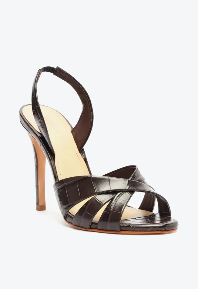 Women Keefa Sling Leather Sandal Brown Schutz Shoes Slingbacks