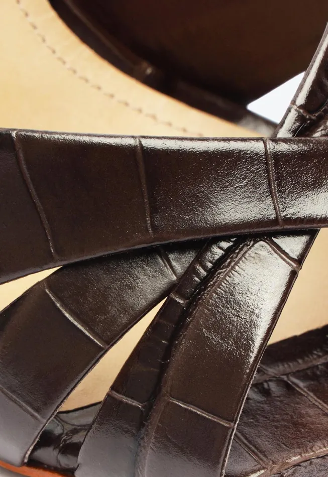 Women Keefa Sling Leather Sandal Brown Schutz Shoes Slingbacks