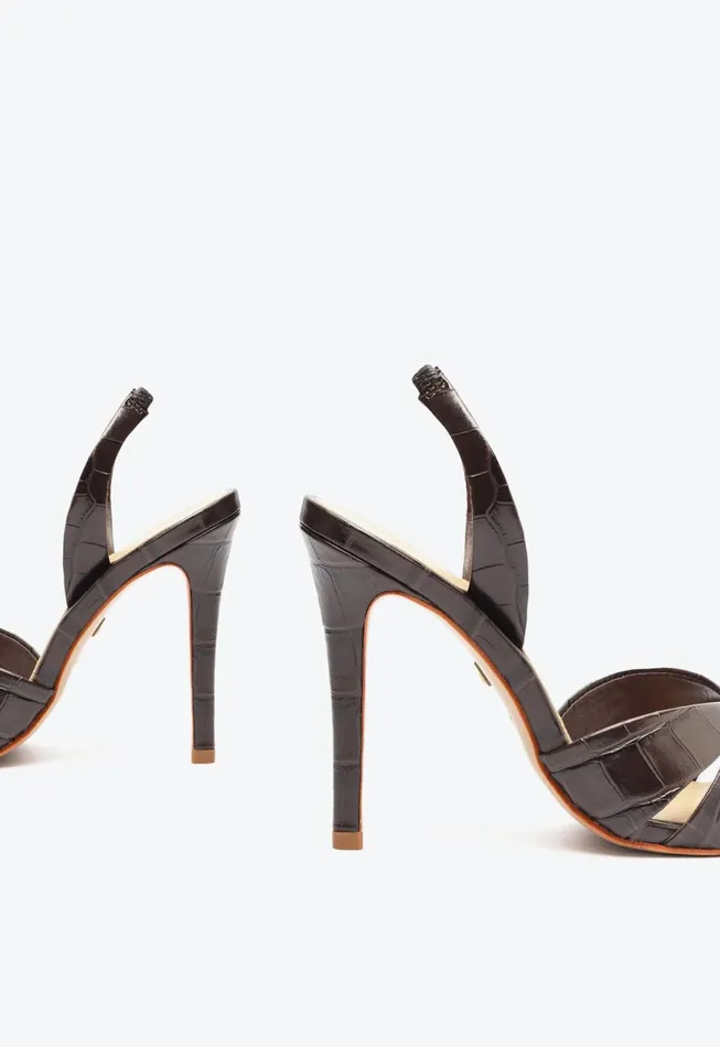 Women Keefa Sling Leather Sandal Brown Schutz Shoes Slingbacks