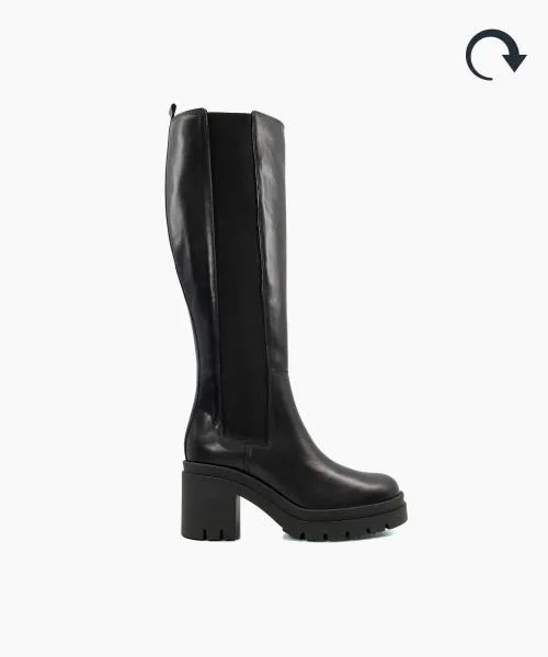 Women Knee High Boots Dune London Time 8211 Black Black Women Knee High Boots Dune London Time 8211 Black Black