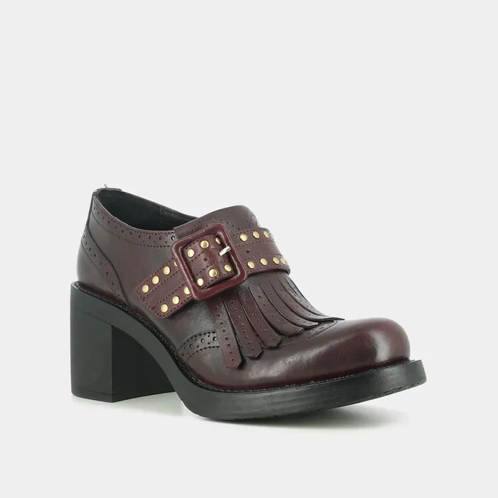 Women Loafers Jonak Burgundy Leather Moccasins