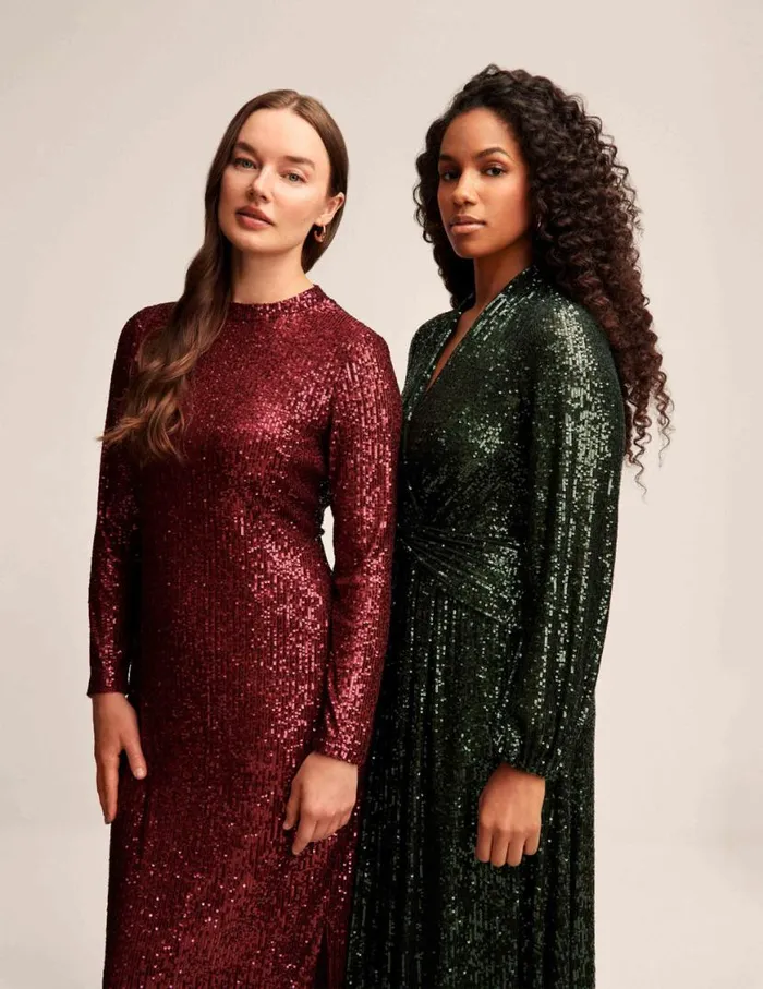Women Long Sleeve Mock Neck Fitted Midi Dress Red Ruby Anne Klein Dresses and Jumpsuits