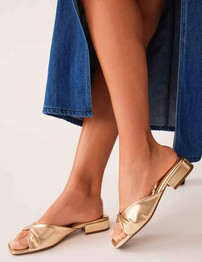Women Lorena Light Gold Anne Klein Sandals and Slides