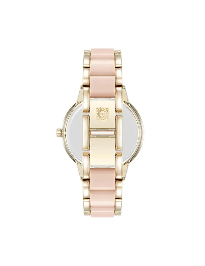 Women Marbleized Resin Bracelet Watch Goldtoneiridescent Anne Klein Watches