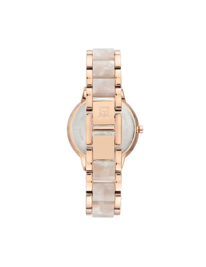 Women Marbleized Resin Bracelet Watch Goldtoneiridescent Anne Klein Watches