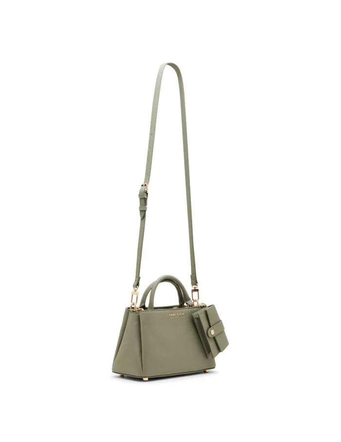Women Medium Satchel W Detachable Xbody Strap Soft Olive Anne Klein Crossbody Bags