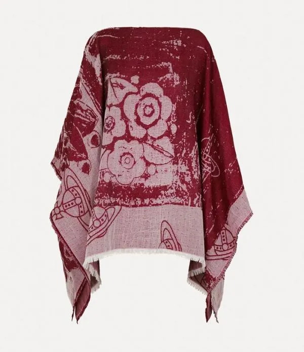 WomenMen Composition Poncho Dark Red Viviennewestwood Scarves And Ponchos