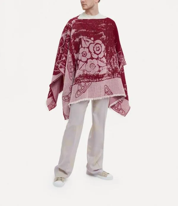WomenMen Composition Poncho Dark Red Viviennewestwood Scarves And Ponchos