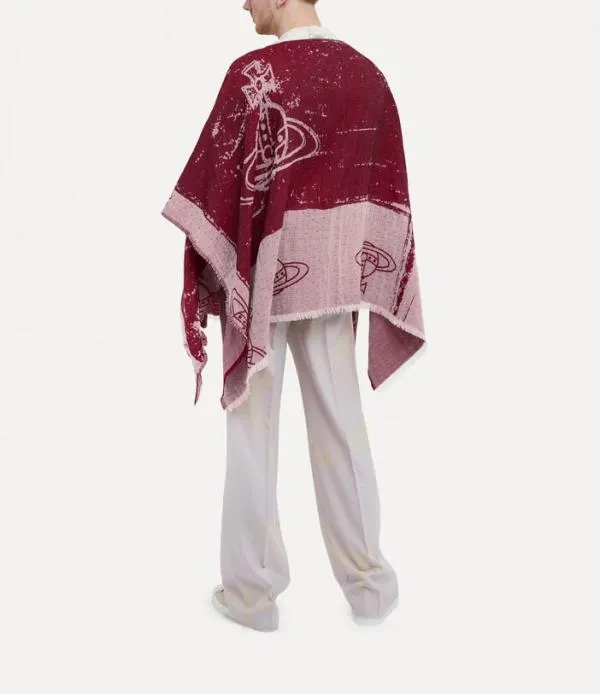 WomenMen Composition Poncho Dark Red Viviennewestwood Scarves And Ponchos
