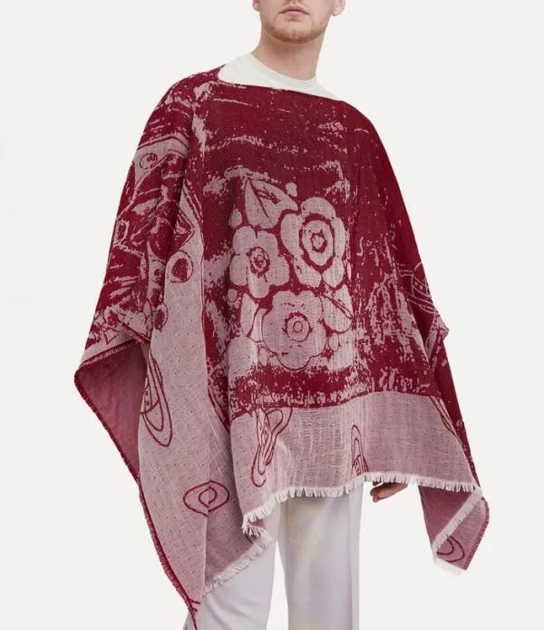 WomenMen Composition Poncho Dark Red Viviennewestwood Scarves And Ponchos