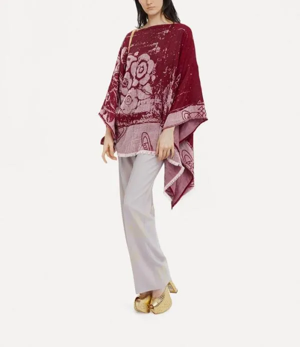 WomenMen Composition Poncho Dark Red Viviennewestwood Scarves And Ponchos