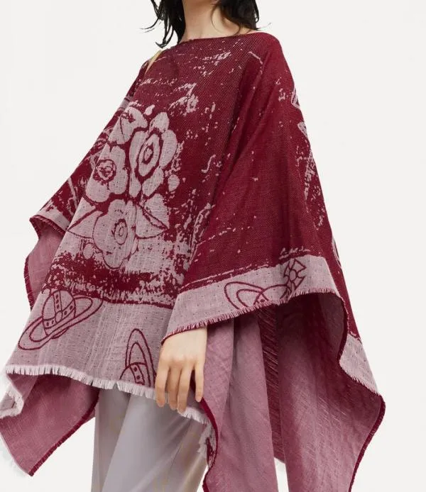 WomenMen Composition Poncho Dark Red Viviennewestwood Scarves And Ponchos
