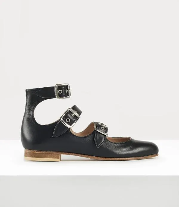 WomenMen Roman Three Strap Sandal Black Viviennewestwood Flats