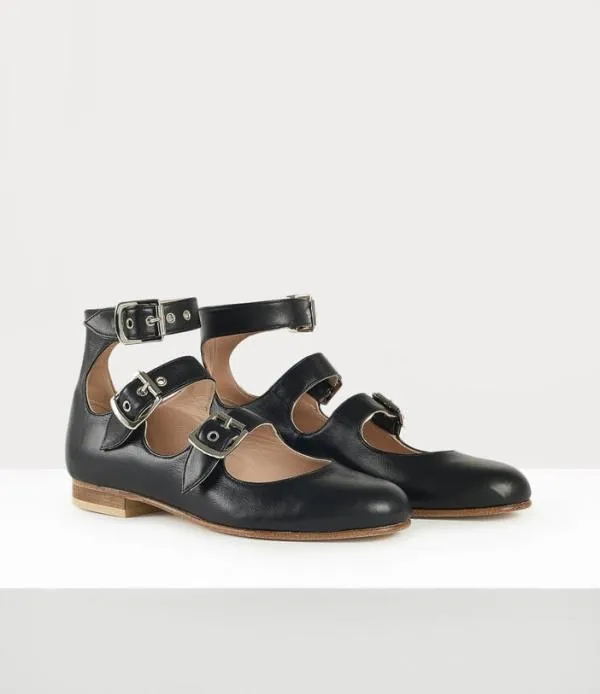 WomenMen Roman Three Strap Sandal Black Viviennewestwood Flats