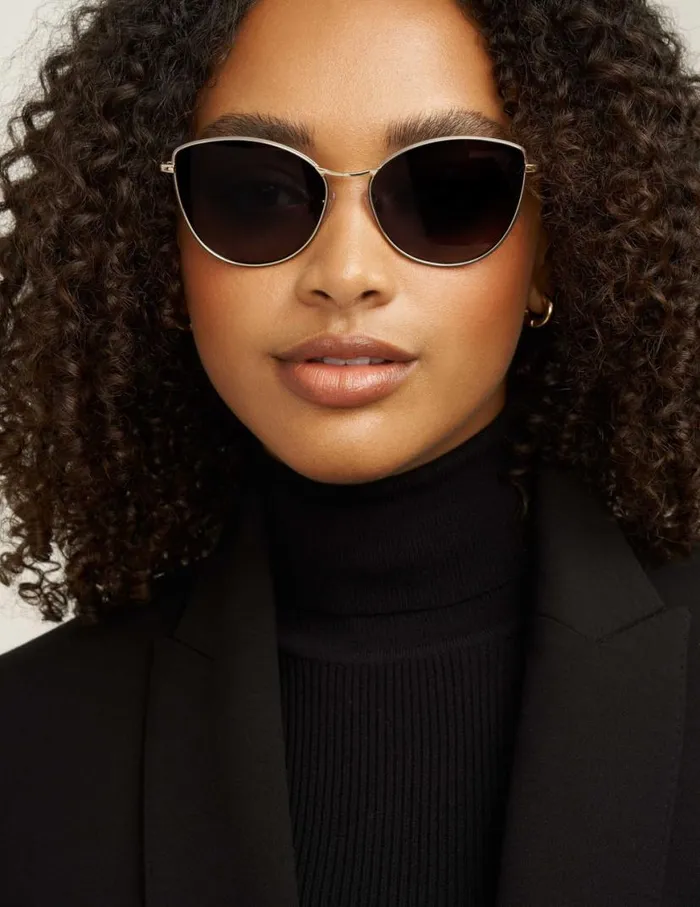 Women Metal CatEye Sunglasses Gold Anne Klein Sunglasses