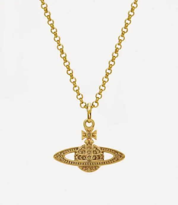 Women Mini Bas Relief Pendant Necklace Gold Viviennewestwood Necklaces