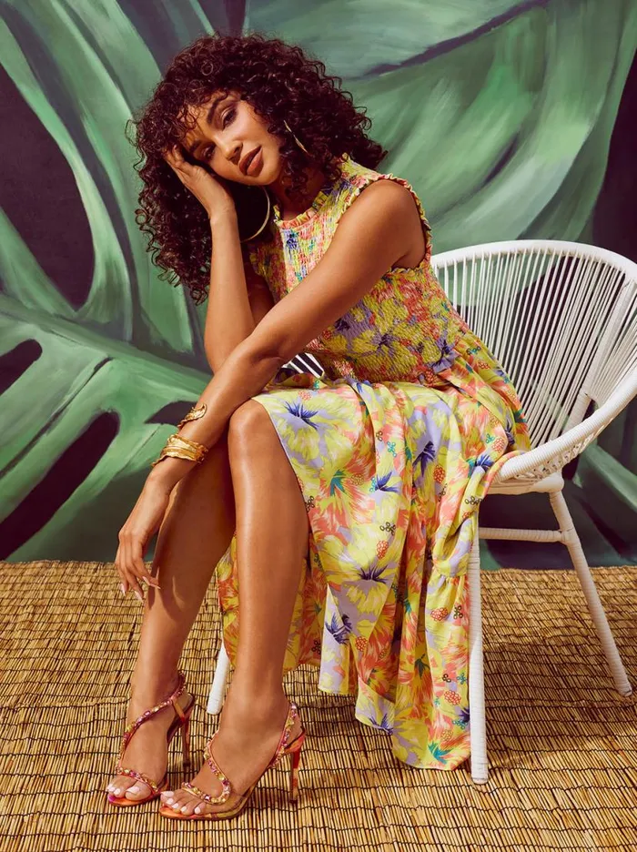 Women Mira Tiered Ruffle Maxi Dress In Candy Hibiscus Jessica Simpson Dresses