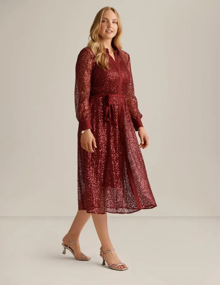 Women Mixed Media ALine Shirt Dress Cabernet Noir Anne Klein Dresses and Jumpsuits
