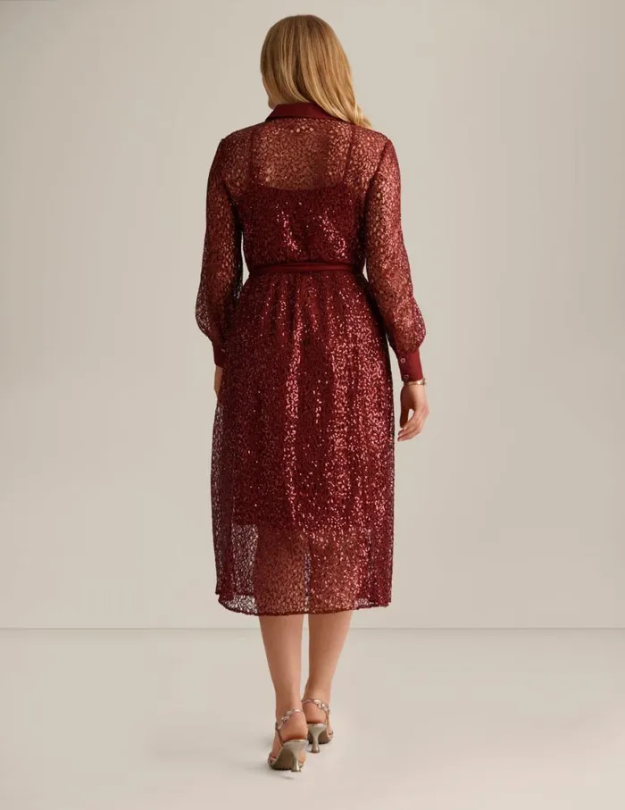 Women Mixed Media ALine Shirt Dress Cabernet Noir Anne Klein Dresses and Jumpsuits