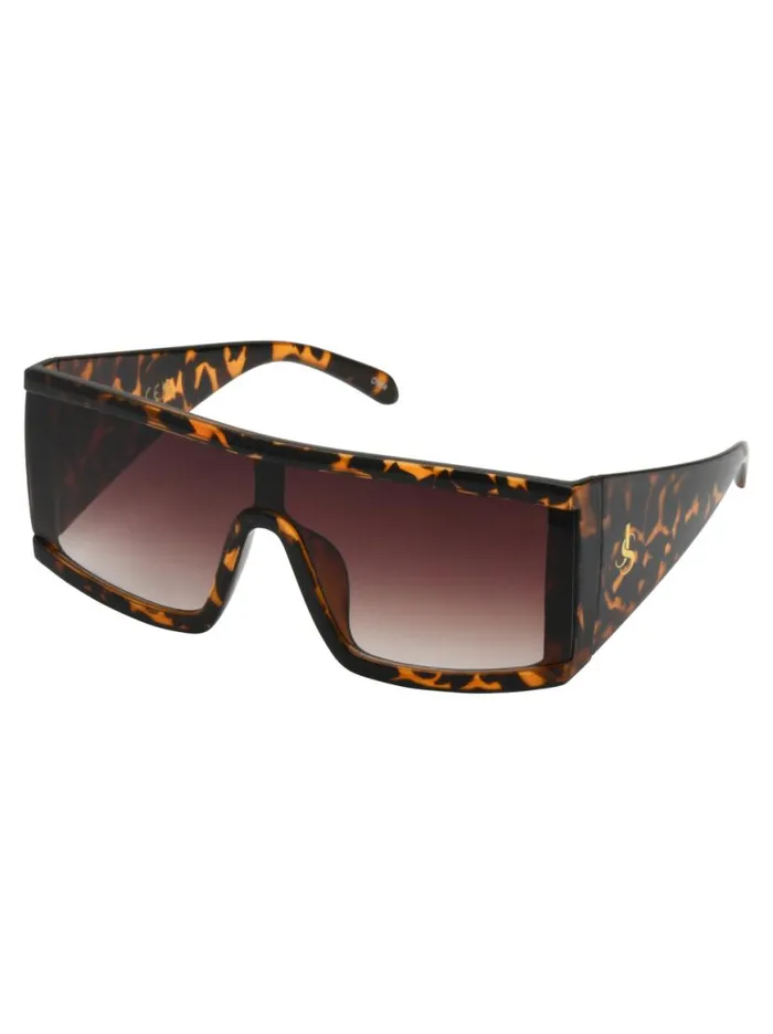 Women Modern Square Shield Sunglasses In Tortoise Jessica Simpson Sunglasses