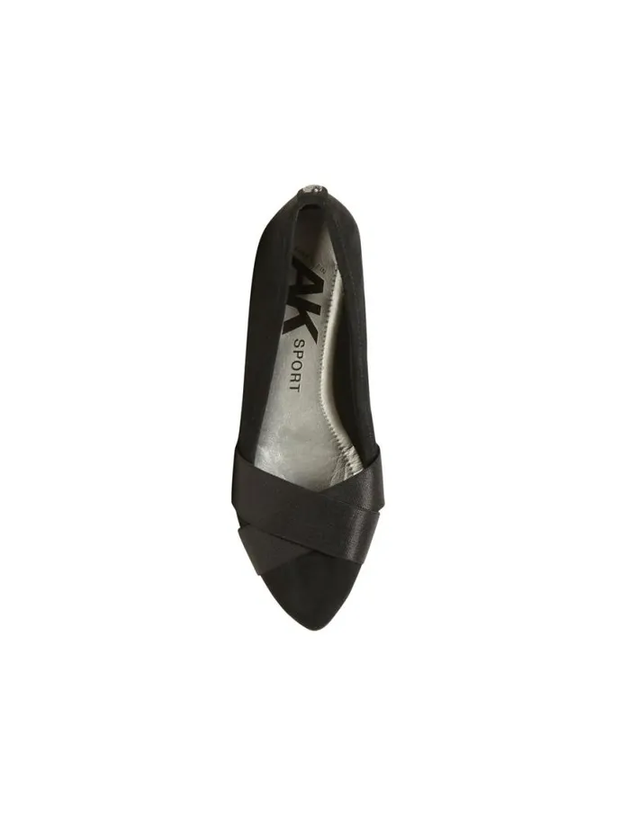 Women Oalise Flat Black Fabric Anne Klein Flats and Loafers
