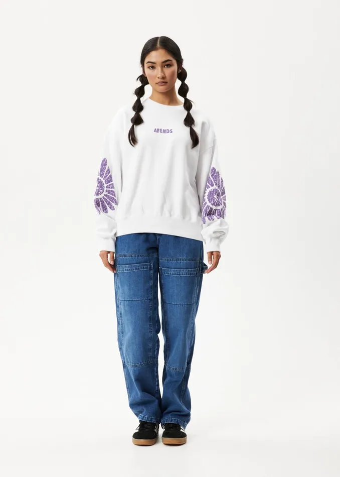 Women Outerwear Afends AFENDS Womens Daisy 8211 Crew Neck Jumper 8211 White