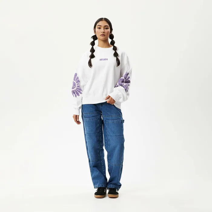 Women Outerwear Afends AFENDS Womens Daisy 8211 Crew Neck Jumper 8211 White