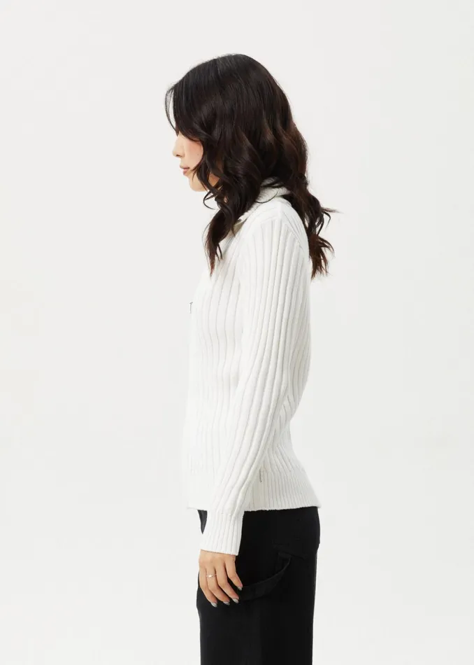 Women Outerwear Afends AFENDS Womens Vision 8211 Knit Zip Through Cardigan 8211 White