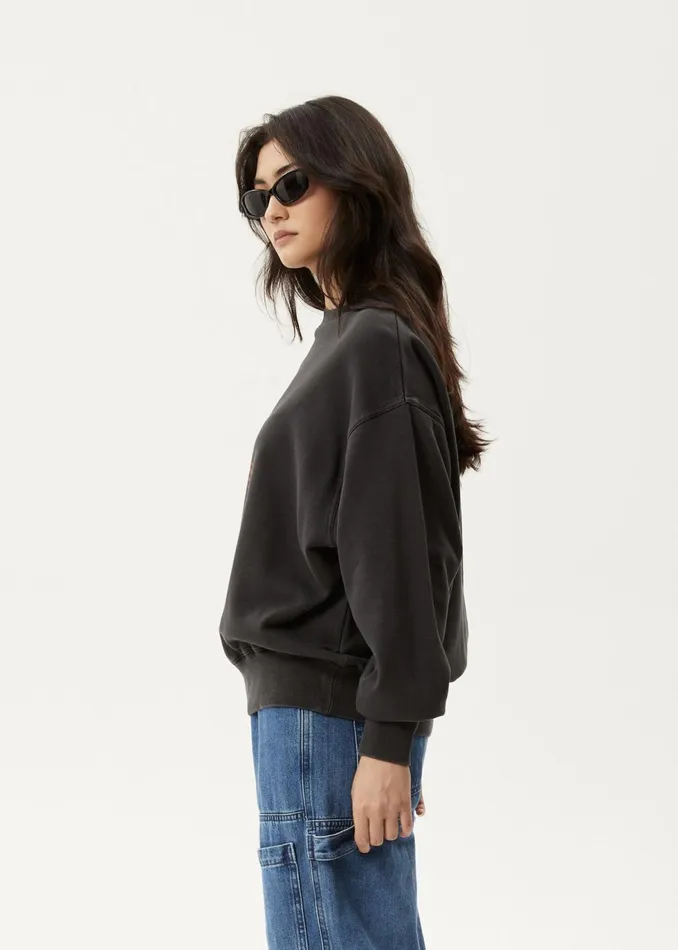 Women Outerwear Afends AFENDS Womens Worlds Above 8211 Crew Neck 8211 Charcoal