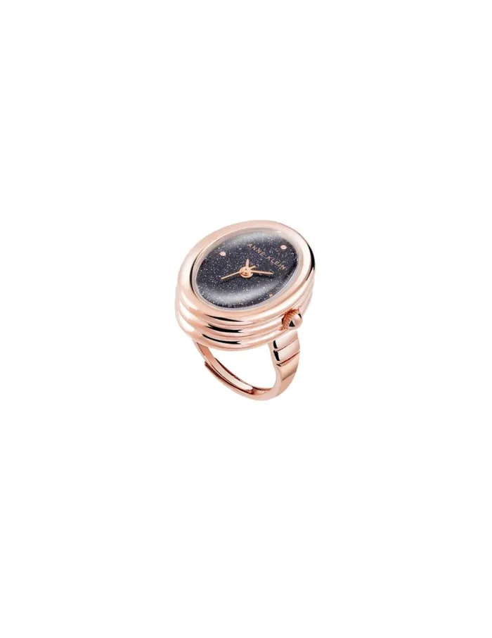 Women Oval Gemstone Ring Watch Blue Sandstonerose Goldtone Anne Klein Watch Rings