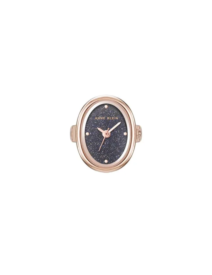 Women Oval Gemstone Ring Watch Blue Sandstonerose Goldtone Anne Klein Watch Rings