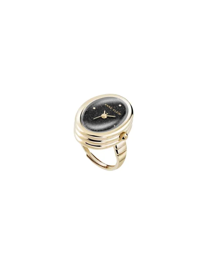 Women Oval Gemstone Ring Watch Blue Sandstonerose Goldtone Anne Klein Watch Rings