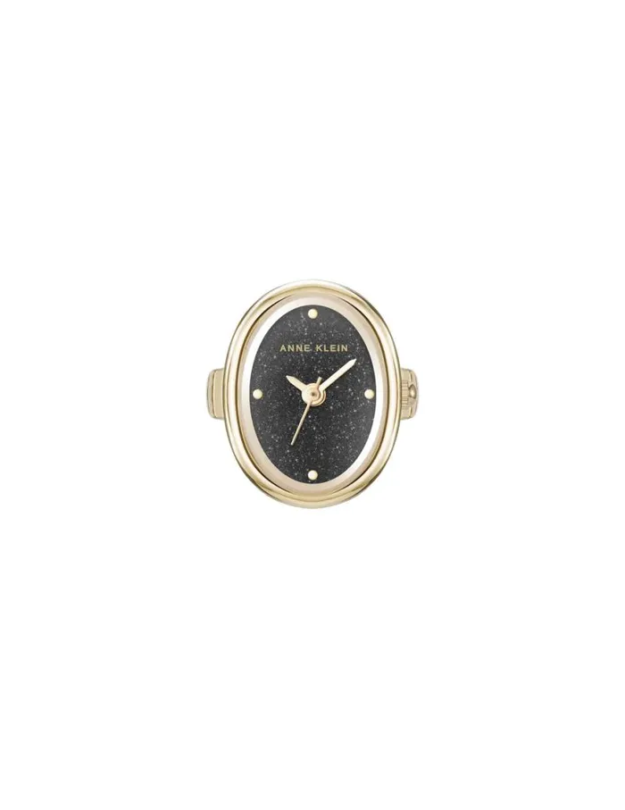 Women Oval Gemstone Ring Watch Blue Sandstonerose Goldtone Anne Klein Watch Rings