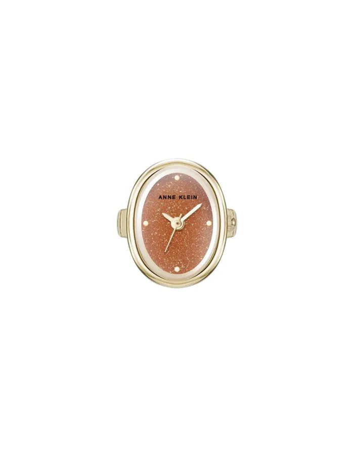 Women Oval Gemstone Ring Watch Blue Sandstonerose Goldtone Anne Klein Watch Rings