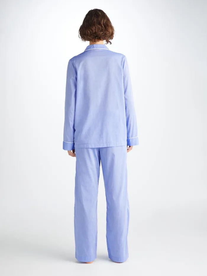 Women Pajamas Amalfi Cotton Batiste Blue Derek Rose Cotton Pajamas