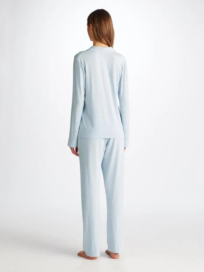 Women Pajamas Ethan Micro Modal Stretch Light Blue Marl Derek Rose Jersey Pajamas