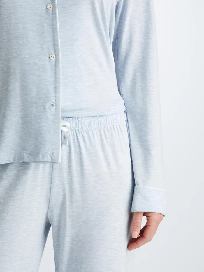 Women Pajamas Ethan Micro Modal Stretch Light Blue Marl Derek Rose Jersey Pajamas