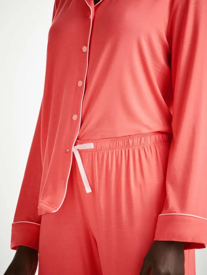 Women Pajamas Lara Micro Modal Stretch Coral Derek Rose Long Pajamas